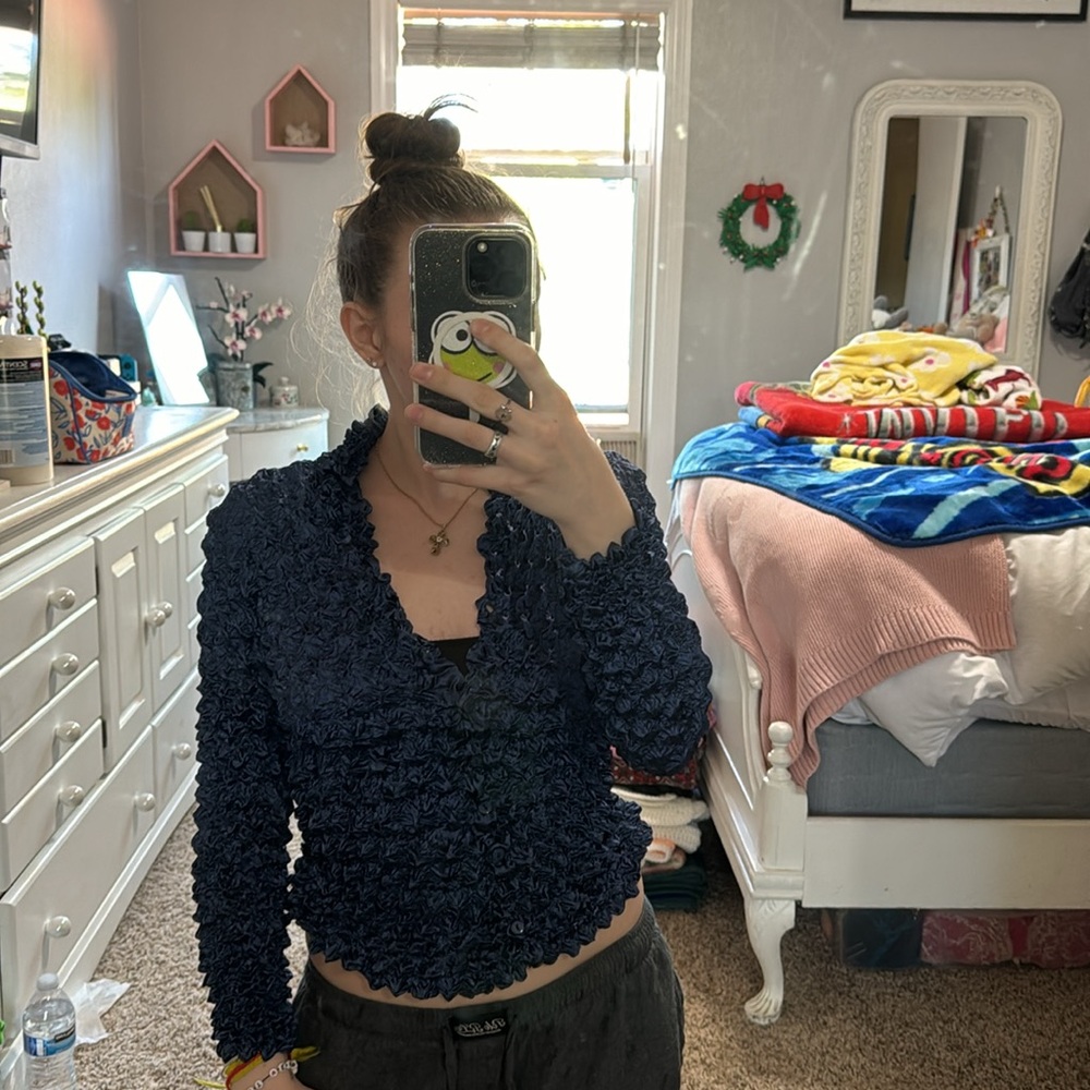 Scrunchy Blue Button Down - image 1